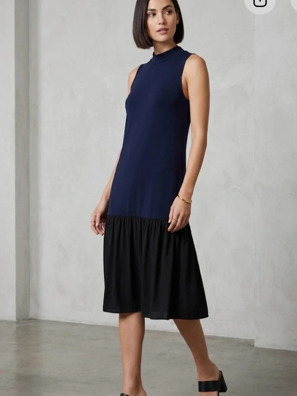 Stefano Mortari Mock Neck Drop Waist Euro Chic Dress Size S